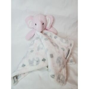 BLANKETS & BEYOND Pink Elephant Lovey Plush White Gray Security Blanket Baby